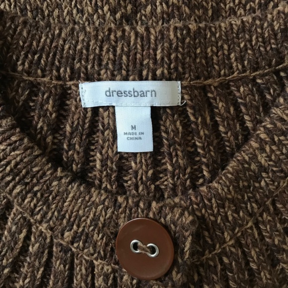 DRESSBARN, Brown Chunky Knit Sweater, 3/4 sleeves - Picture 5 of 8